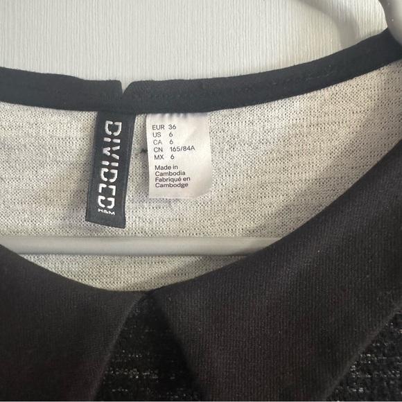 H&M Black and Gray Peter Pan Collared Skater Dress Size 6 - Picture 3 of 6